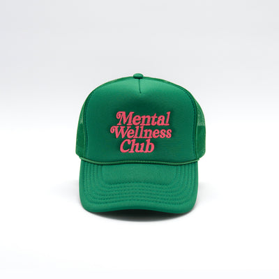 Mental Wellness Club Trucker - Green/Fuchsia