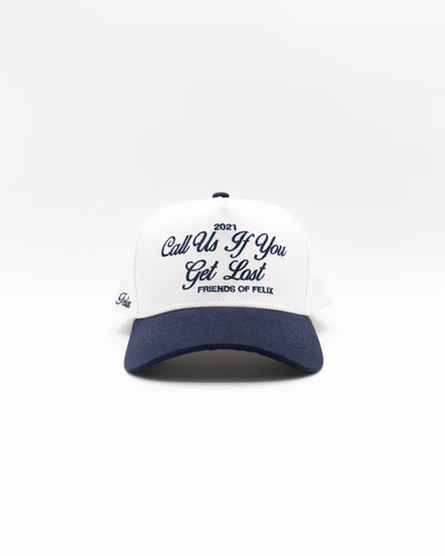 Call Us If You Get Lost Script Cap - White/Navy