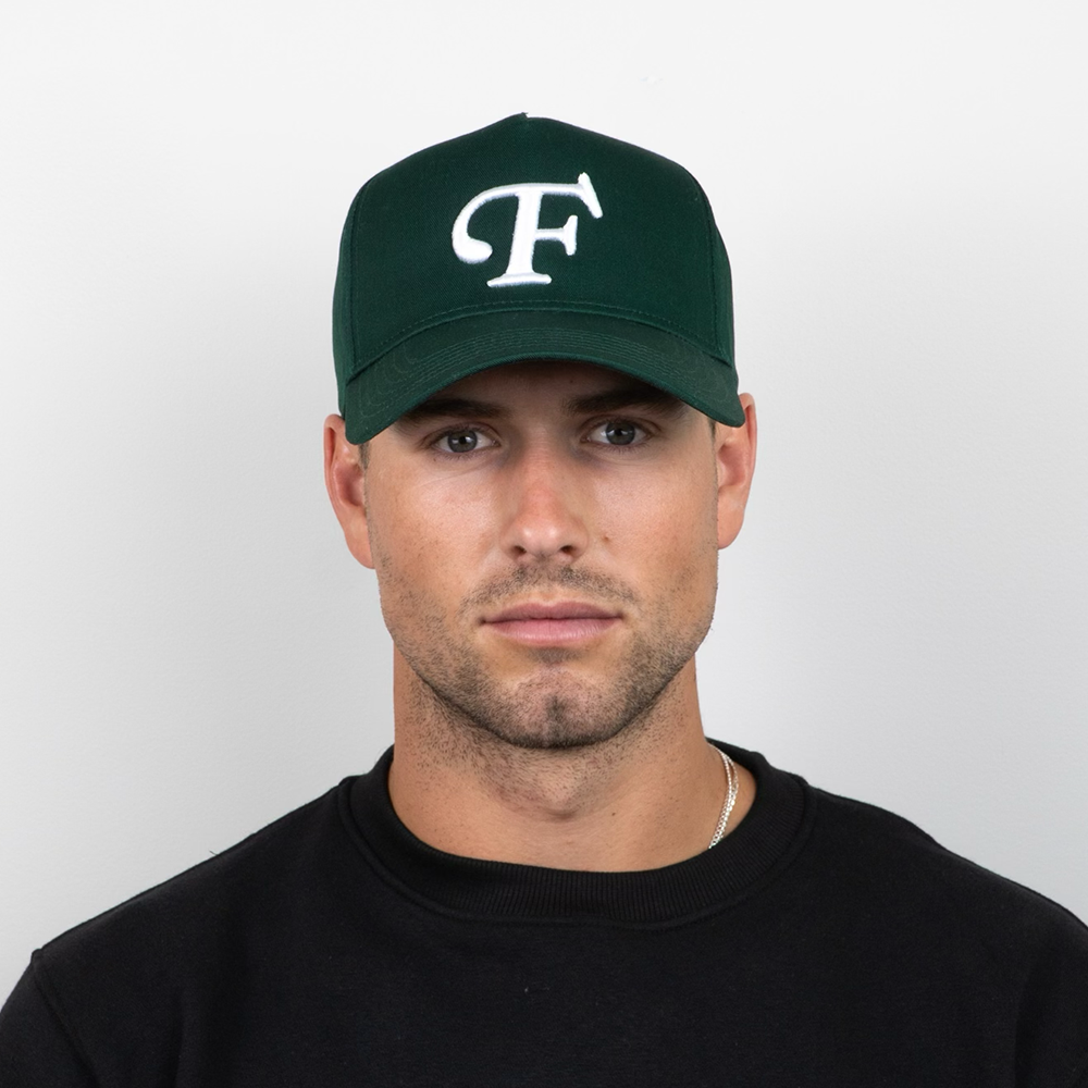 "F" Cap - Forest Green/White