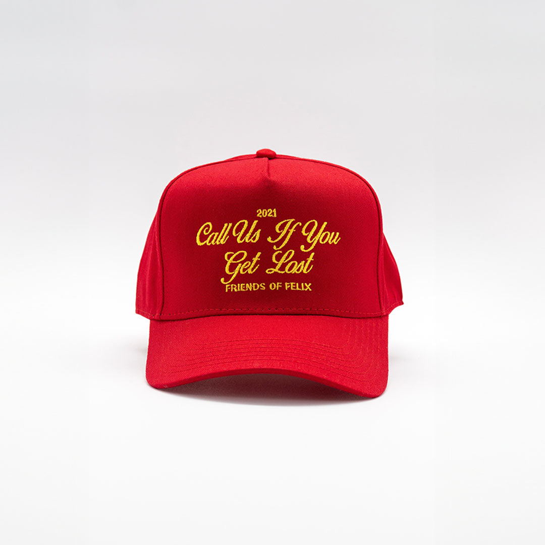 Call Us If You Get Lost Script Cap - Red/Gold